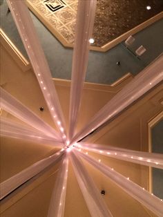 an overhead view of a ceiling with lights