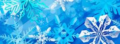 snowflakes are shown on a blue background