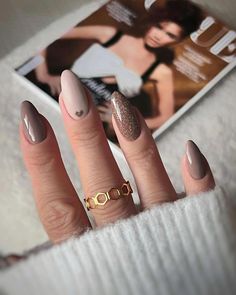 Brown Nails Design, Classy Acrylic Nails, Makijaż Smokey Eye, Trendy Nail Design, Brown Nails