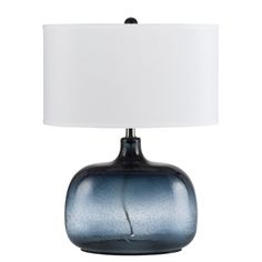 Christi Table Lamp - QK1089486_CALG_PRI_OL Hollywood Glamour Bedroom, Blue Table Lamp, Blue Pen, Side Lamp, Family Room Decorating, Blue Table, Home Things, Bubble Glass, Lighting Lamps