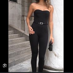 Brand New, Sells For $275 On Saks! Black Strapless Jumpsuit, Pinstripe Pants, Tie Front Cardigan, Rayon Pants, Love Black, Crochet Shirt, People Shopping, Black Jumpsuit, Denim Pant