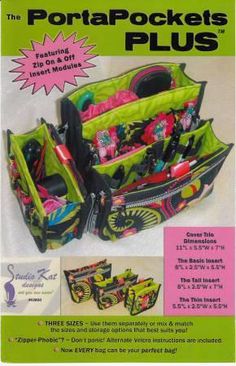 Porta Pockets Plus Purse Insert Purse Organizer Pattern, Diy Purse Organizer, Handbag Sewing Patterns, Purse Organizer Insert, Purse Insert, Sewing Bags, Purse Organizer, Bag Insert, Hook And Loop Tape