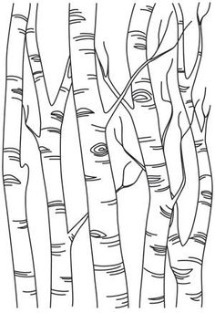 a line drawing of trees in the woods