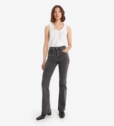 726 High Rise Flare Women's Jeans - Black | Levi's® US Black Levis, High Rise, Capsule Wardrobe, Black Jeans, Women Jeans, Slim Fit, Wardrobe, How To Wear, Black