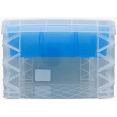 a plastic storage box with dividers and lids on the lid is shown in front of a white background