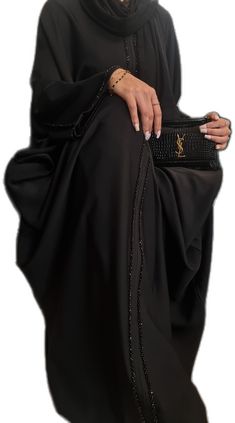 Elegant Jamila Butterfly Abaya - Handcrafted, Inner Belt, Scarf - Modest Islamic Fashion