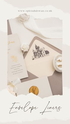 Castle wedding invitations with custom venue illustration Venue Illustration, Envelope Liner