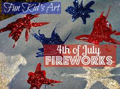 the 4th of july fireworks are made with glitter paint and paper stars on rocks that look like firecrackers