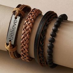 Gender:Men Women,Men's; Quantity:1 set; Theme:Birthday; Shape:Circle; Style:Statement,Elegant,Fashion,Holiday; Jewelry Type:Loom Bracelet,Vintage Bracelet; Occasion:Birthday,Date,Festival,Gift,Anniversary; Material:Leather; Length of Bracelet:17; Design:Braided; Shipping Weight:0.03; Package Dimensions:6.04.01.0; Net Weight:0.03; Listing Date:08/09/2021 Cheap Bracelets, Birthday Festival, Leather Bracelets Women, Braided Bracelet, Bracelet Women, Bracelet Online, Cute Bracelets, Chic Jewelry, Photo Bracelet