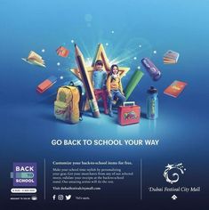 an advertisement for back to school is shown with children holding pencils and backpacks