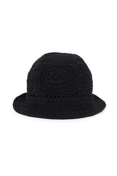 Elevate your summer ensemble with the Cala Bianca Crochet Hat in Black. Lovingly handcrafted from 100% cotton crochet using an artisanal in-house crochet technique. This bucket hat features a medium sized brim and an intricately woven geo pattern. The Cala Bianca was handmade in Bali, taking 1 day to carefully complete each piece. Cotton Yarn Crochet Hat With Curved Brim, Adjustable Crochet Hat With Flat Brim, Black Bohemian Knitted Hat, Black Crochet Yarn Hat, Black Bohemian Crochet Hat, Black Crochet Brimmed Hat, Black Crochet Beanie For Spring, Black Adjustable Crochet Hat, Adjustable Black Crochet Hat