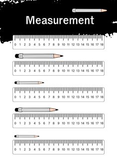 a ruler with pencils and rulers on it that are labeled in the word measurement