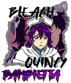 an anime character with purple hair wearing a sailor's outfit and the words bleach guncy simpeta