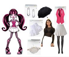 Draculaura Costume Diy, Draculara Outfits Monster High, Clawdeen And Draculaura Costume, Monster High Draculaura Costume, Draculaura Outfit Ideas, Monster High Draculaura Outfits, Draculaura Halloween Costume, Draculaura Halloween, Sweet Sixteen Outfits