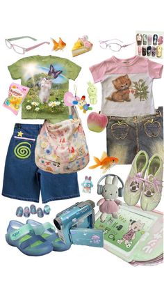 Heisie Retro Outfit, Y2k Kidcore Outfits, Hippy Y2k Outfits, Nostalgia 2000s Outfits, Y2k Core Outfits, Glitch Core Outfits, Frutiger Outfits, Childish Outfits Aesthetic, Ocean Clothing Aesthetic