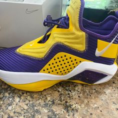 Brand New, In Box, Nike Custom Basketball Shoes. Are You A Lakers Fan? These Are Perfect For You! Size 8m/9.5w Nike Custom, Nike Internationalist, Nike Air Jordan 6, Nike Waffle, Nike Air Presto, Nike Gold, Custom Nike, Tennis Sneakers, Custom Basketball