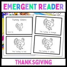 emergent reader for thanksgiving with turkey colors