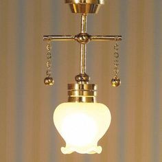 Dollhouse Miniature Tulip Ceiling Light Large Hanging Electric 1:12 Scale 12 Volt - Miniature Crush Dollhouse Lighting, House Bedrooms, Spring Clean, Victorian Dolls, Hanging Ceiling Lights, Ceiling Hanging, Room Box, Home Ceiling, House Room