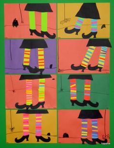 an art project with different images of legs and stockings