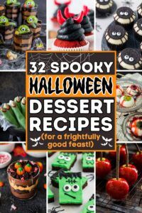 halloween desserts and treats are featured in this collage