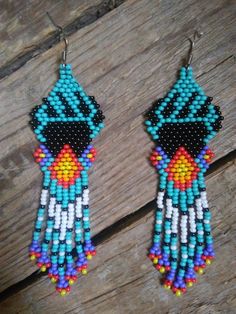 Bear Paw Native American Beaded Earrings Bear Paw Dangling Earrings,Boho Tribal Earrings,Aztec Earri Bear Paw Earrings, Native American Beadwork Earrings, Earrings Seed Beads, Fringed Earrings, Seed Beads Earrings, Paw Earrings, Native American Beadwork Patterns, Native American Regalia, Earrings Native American