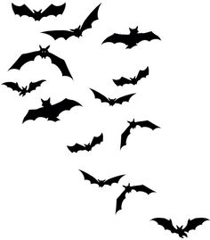 a flock of bats flying through the air with blue crosses in front of them on a white background