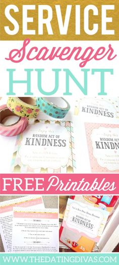 the free printable service scavenger hunt is perfect for kids and adults alike