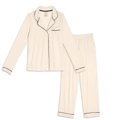 Egret Modal Magnetic Classic With A Twist PJs - Women – Magnetic Me Piping Design, Womens Pjs, Consumer Products, Long Sleeve Pyjamas, Baby Size, Pj Sets, Shorts With Pockets, Piping, Snug Fit