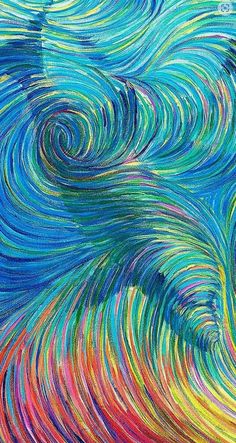 an abstract painting with multicolored swirls