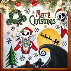 a christmas card with skeletons and santa clause