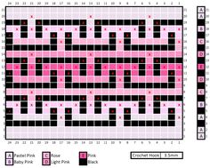 a crossword puzzle with pink and black squares