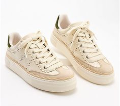 Vince Camuto Leather Casual Sneakers - Jenlie - QVC.com Fitness Jewelry, Adaptive Clothing, Beauty Storage, Chic Leather, American Leather, Color Combo, Neutral Color, Platform Shoes, Tennis Shoes