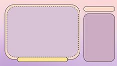 a purple and yellow background with two rectangular frames on one side, the other half empty