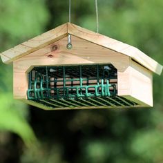 a bird feeder hanging from a tree branch