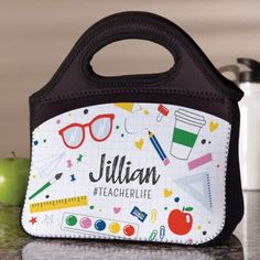 "✨ Welcome to Personalized Planet Co ✨ Carrying lunch to school just got stylish with this personalized lunch bag! Perfect for the hardworking teacher in your life, this insulated lunch bag features a convenient handle for carrying and a secure, zipper closure. Personalize with her name in an elegantly scripted font in the center to make this wonderful gift idea complete! This design does not support ALL CAPS. Please do not use all uppercase letters when personalizing. 🌼 Teacher Life Personaliz Rectangular Lunch Bag For Daily Use, Back To School, Personalized Rectangular Lunch Box For School, White Lunch Box For Back To School, Teacher Lunch Bag, Teacher Lunches, Personalized Garden Stones, Back To School Lunch, Teacher End Of Year, Personalized Lunch Bags