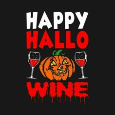 a happy halloween wine shirt with a pumpkin and two glasses