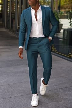 Mens Prom, Teal Suit, Prom Outfit