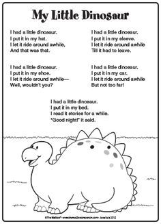 a dinosaur poem with the words,'my little dinosaur'in black and white