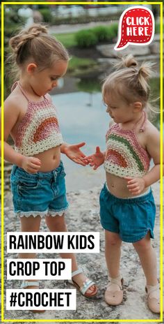 Kids Crochet Top, Crochet Rainbow Top, Girls Crochet Tops Free Patterns, Crochet For Toddlers, Crochet Top For Kids, Crochet Rainbow Pattern Free, Crochet Top Kids, Crochet Kids Clothes, Girls Crochet Top