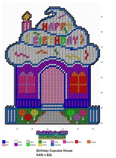 a cross stitch pattern of a pink house