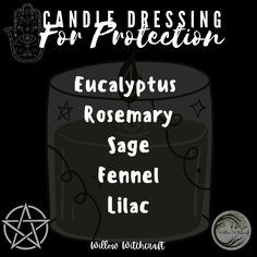 Candle Dressing For Protection, Candle Dressing Ideas, Candle Dressing Herbs, Protection Candle Spell, Candle Color Meanings Magic, Witchcraft Candle Magic, Candle Magik, Magick Oil