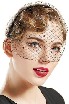 PRICES MAY VARY. Material: Made of mesh, rhinestone and metal headband. Size: One size fits most with gently bendable headband. Features:The black mesh has a hint of mystery and matches perfectly with your accessories. Occasions: Suitable for wedding, tea party, Cocktail party, 1920s Gatsby party, Church, Kentucky Derby Race, carnivals, Easter, Halloween, etc. Gift: Ideal gift for your loved ones, e.g. Lover, girlfriend, fiancee, wife, mother, couple, Valentine, etc. 
BABEYOND 1920s Flapper Fasc Vintage Style Veil, Fascinator Veil, Veil Headband, Wedding Tea Party, Bridal Fascinator, Vintage Veils, Victorian Hats, Bridal Headwear, Wedding Bridal Veils