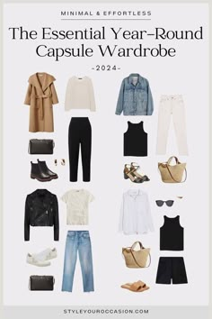 Learn how to build the perfect neutral minimalist capsule wardrobe for 2024 with our essential wardrobe style guide. We’re sharing the wardrobe basics you need to create effortlessly chic outfits for spring, summer, fall, and winter. Click through for the full neutral, minimalist and casual 2024 capsule wardrobe checklist plus over 20+ chic everyday outfit ideas. Mom Capsule Wardrobe 2024, European Summer Capsule Wardrobe 2024, Fall Capsule Wardrobe 2024 Mom, Capsule Wardrobe Summer 2023/2024, Mom Spring Capsule Wardrobe 2024, 10 Item Wardrobe, Cute Lounge Outfits, Everyday Outfits Summer, Smart Casual Women Outfits