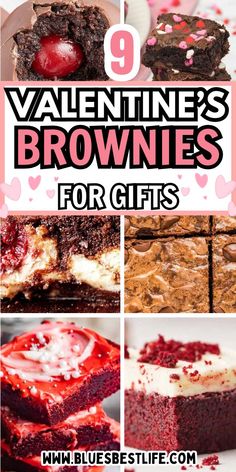 A collection of homemade brownie recipes for Valentines Day Valentine's Brownies, Valentines Day Deserts, Valentines Recipes, Valentines Recipes Desserts, Easy Valentines, Themed Food, Food Easy, Valentines Day Treats, Valentines Food