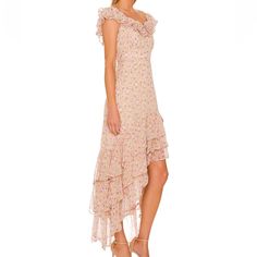 Astr The Label Women's Magnolia Ruffled High-Low Dress, Size Xs In Cream Blush Floral Dress Measures (Approx): Shoulder Seam To Shortest Hem Is 39” And To Longest Hem Is 58” In Length Purchased Dress To Wear To A Wedding But Wore Something Different And Never Returned This One, So The Dress Is New With Tags. Feminine Spring Midi Ruffle Dress, Feminine Spring Ruffle Midi Dress, Feminine Midi-length Ruffle Dress For Spring, Spring Flowy Ruffle Dress For Casual Occasions, Flowy Ruffle Dress For Casual Spring Wear, Spring Casual Flowy Ruffle Dress, Spring Flowy Ruffle Midi Dress, Chic Flowy Floral Dress With Ruffles, Fitted Floral Print Maxi Length Ruffle Dress