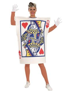 Adult Queen Of Hearts Playing Card Costume and Crown - costumes.com King Of Hearts Costume, King Of Hearts Card, Playing Card Costume, Vegas Theme Party, Queen Of Hearts Card, Card Costume, Casino Costumes, Hearts Playing Cards, Heart Costume