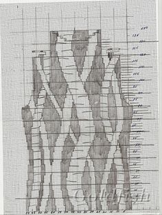 a cross stitch pattern that has been drawn on paper with lines and dots in it