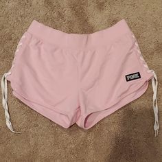 Nwot. Size Medium Waist 14-16. Inseam 3". Front Logo Vs Pink Pajamas, Victoria Secret Jeans, Black Biker Shorts, Athletic Skort, Pink Pajamas, Satin Shorts, Polka Dot Shorts, High Rise Denim Shorts, Black High Waist