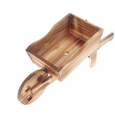 a wooden tray with wheels on it