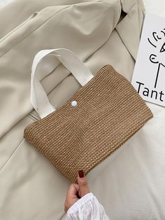 SPU: XHCC2402037 Style: Vacation Season: All season Intra-packet: Zipper pocket Method: Handbag Patten Type: Solid color Material: Straw Size Chart： Length Width Thickness CM INCH CM INCH CM INCH One Size 30 11.8  19 7.5  12 4.7  *This data was obtained from manually measuring the product, it may be off by 1-2 CM. Woman Beach, Woven Bag, Black Handbags, Beach Vacation, Zipper Pocket, Bags Handbags, Straw, Size Chart, Solid Color